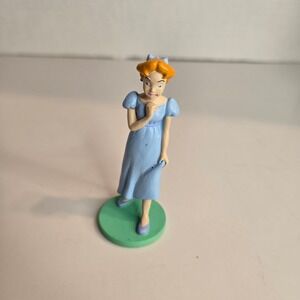 Vintage Disney Peter Pan Wendy 3" Figure PVC Cake Topper Green Base